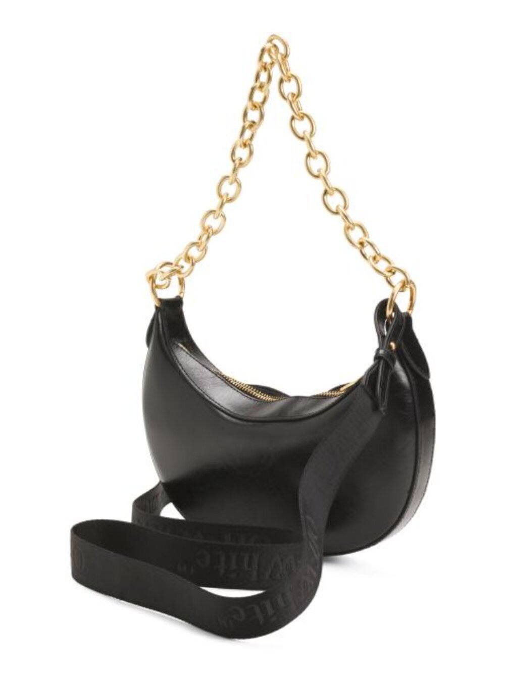 OFF WHITE Leather Hemisphere Hobo With Logo Hardware And Chain Strap - Picture 3 of 5